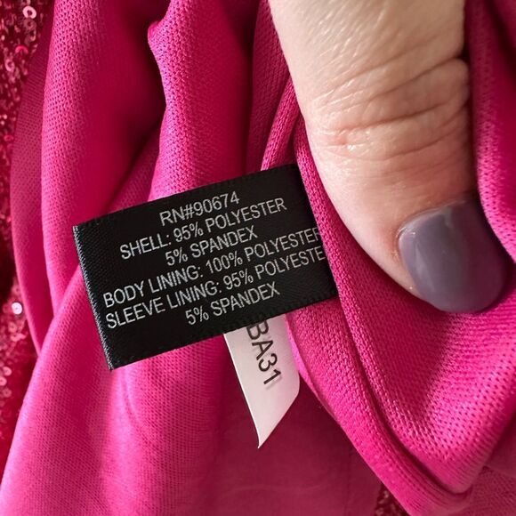 Boston Proper Sparkling Pink Sequin Short Sleeve Mini Dress Size 14 - Picture 7 of 9
